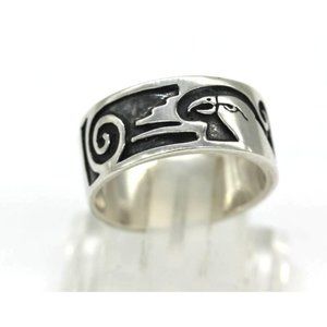 925 STERLING THUNDERBIRD screaming eagle Native band ring 6.4 grams, 7 1/2